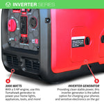 Tomahawk 3000 Watt Inverter Generator Super Quiet Portable Gas Power Professional Use TG3000i