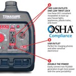 Tomahawk 3000 Watt Inverter Generator Super Quiet Portable Gas Power Professional Use TG3000i