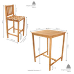 Sunnydaze 3-Piece Wood Patio Bar-Height Table and Chairs JVA-076-069-2