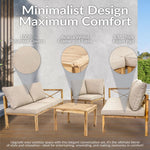 Sunnydaze 4-Piece Wood Patio Furniture Set – L-Shaped Outdoor Sofa Set CRT-7241