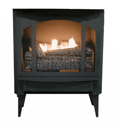 Buck Stove T-33 Series Vent Free Gas Stove with Legs, DX18 Gas Logs and Blower NV T-33LP