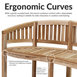 Sunnydaze Outdoor Wooden Teak Banana Bench for Garden or Patio - 59" W LAX-5191