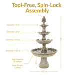 Sunnydaze 4-Tier Grand Courtyard Outdoor Water Fountain - 80" H FC-73850