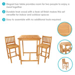 Sunnydaze 3-Piece Wood Patio Bar-Height Table and Chairs JVA-076-069-2