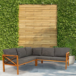 Sunnydaze 4-Piece Wood Patio Furniture Set – L-Shaped Outdoor Sofa Set CRT-7241