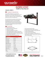 Olympic 12,000 lb Heavy-Duty Base Plate 2-Post Vehicle Lift with 3-Stage Arms 2PBP-12