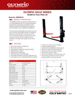 Olympic 10,000 lb Extra-Wide 2-Post Base Plate Car Lift 2PBPXW-10