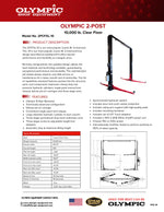 Olympic 10,000-lb Clearfloor 2-Post Lift 2PCFXL-10