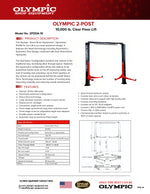 Olympic 10,000 lb Direct-Drive 2-Post Symmetric/Asymmetric Vehicle Lift 2PDDA-10
