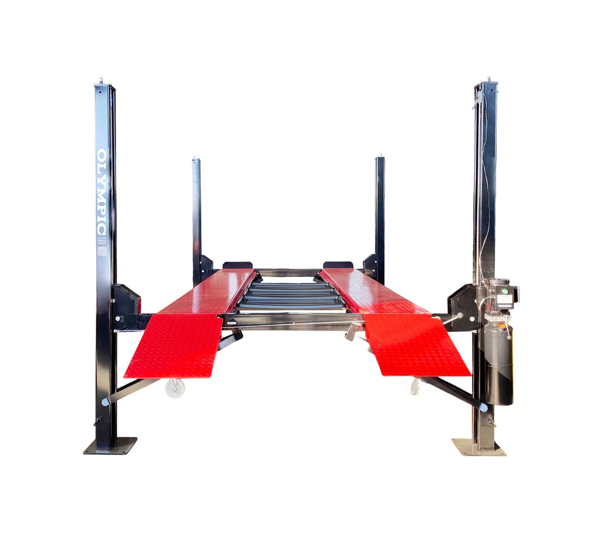 Olympic 9,000 lb High-Rise Portable 4-Post Car Storage Lift – Extra Wide & Long 4PHR-9X