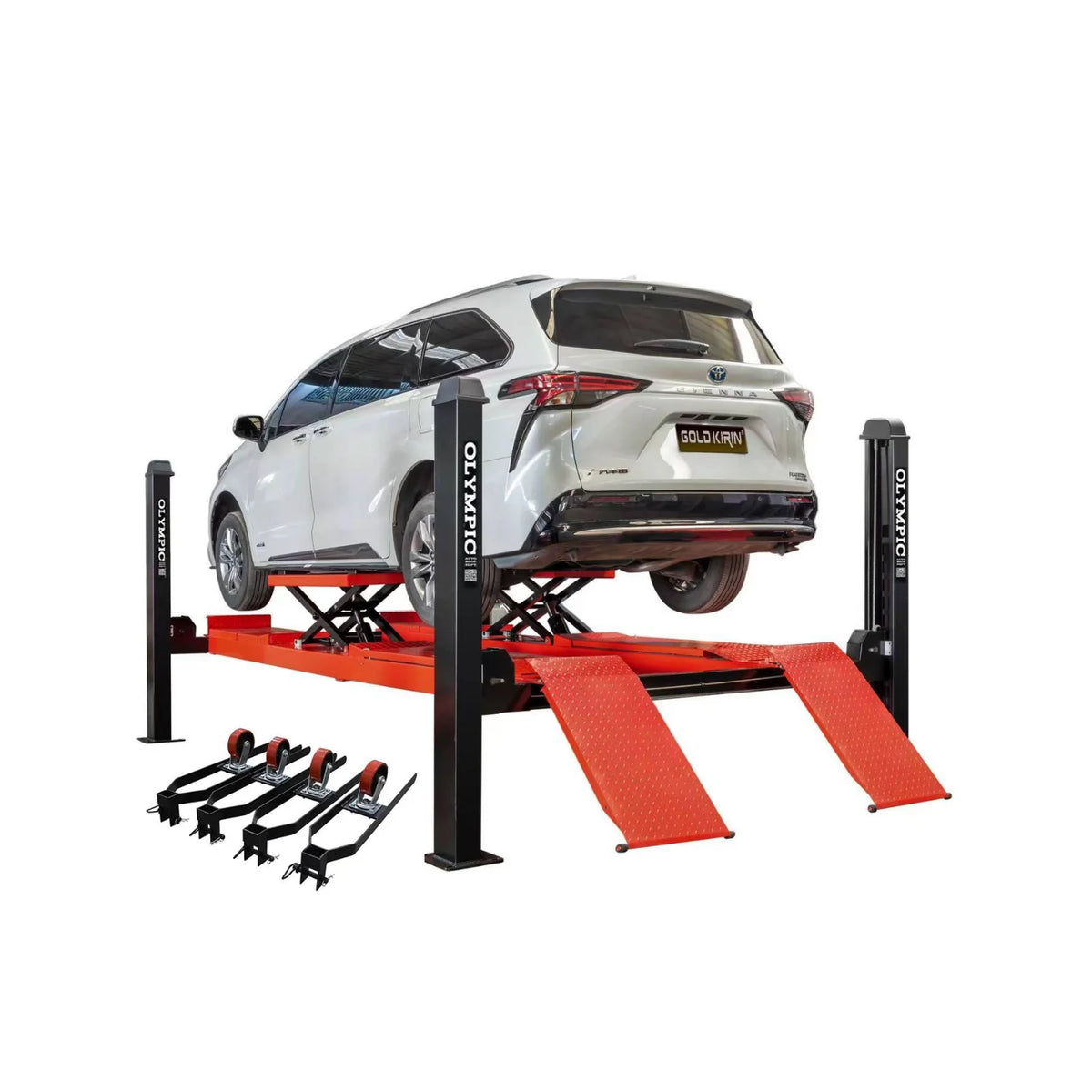 Olympic “The Dually” 10,000 lb 4-Post Alignment Lift with Built-In Scissor Jacks – Adjustable Runways – Portable Vehicle Lift 4PXLA-10