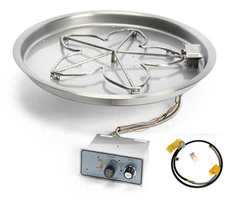 HPC 25" Push Button/Flame Sense LP Round Bowl Insert- Small Tank Model PENTA25FPPK-FLEX-LP-ST