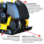 Tomahawk 5.5 HP Honda Vibratory Plate Compactor 23x17" for Soil Asphalt Paver Compaction TPC85H