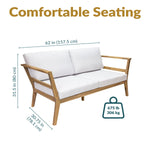 Sunnydaze Bodie Acacia Patio Loveseat - 2-Seater Outdoor Sofa with Cushions BOD-5881