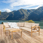 Sunnydaze 4-Piece Wood Patio Furniture Set – L-Shaped Outdoor Sofa Set CRT-7241