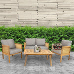 Sunnydaze 4-Piece Wood Patio Conversation Set – Wood Lounge Furniture CRT-6561