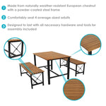 Sunnydaze European Chestnut 3-Piece Patio Dining Set DMR-935-942-2
