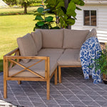 Sunnydaze 4-Piece Wood Patio Furniture Set – L-Shaped Outdoor Sofa Set CRT-7241