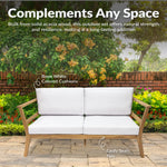 Sunnydaze Bodie Acacia Patio Loveseat - 2-Seater Outdoor Sofa with Cushions BOD-5881