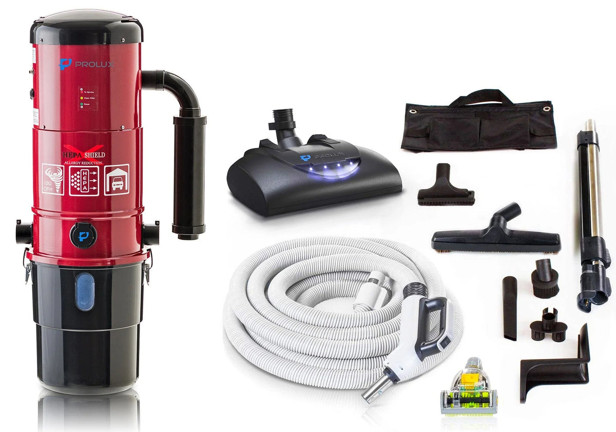 Prolux CV12000 Central Vacuum Unit System with Prolux Electric Hose Power Nozzle Kit and 25 Year Warranty redcen3