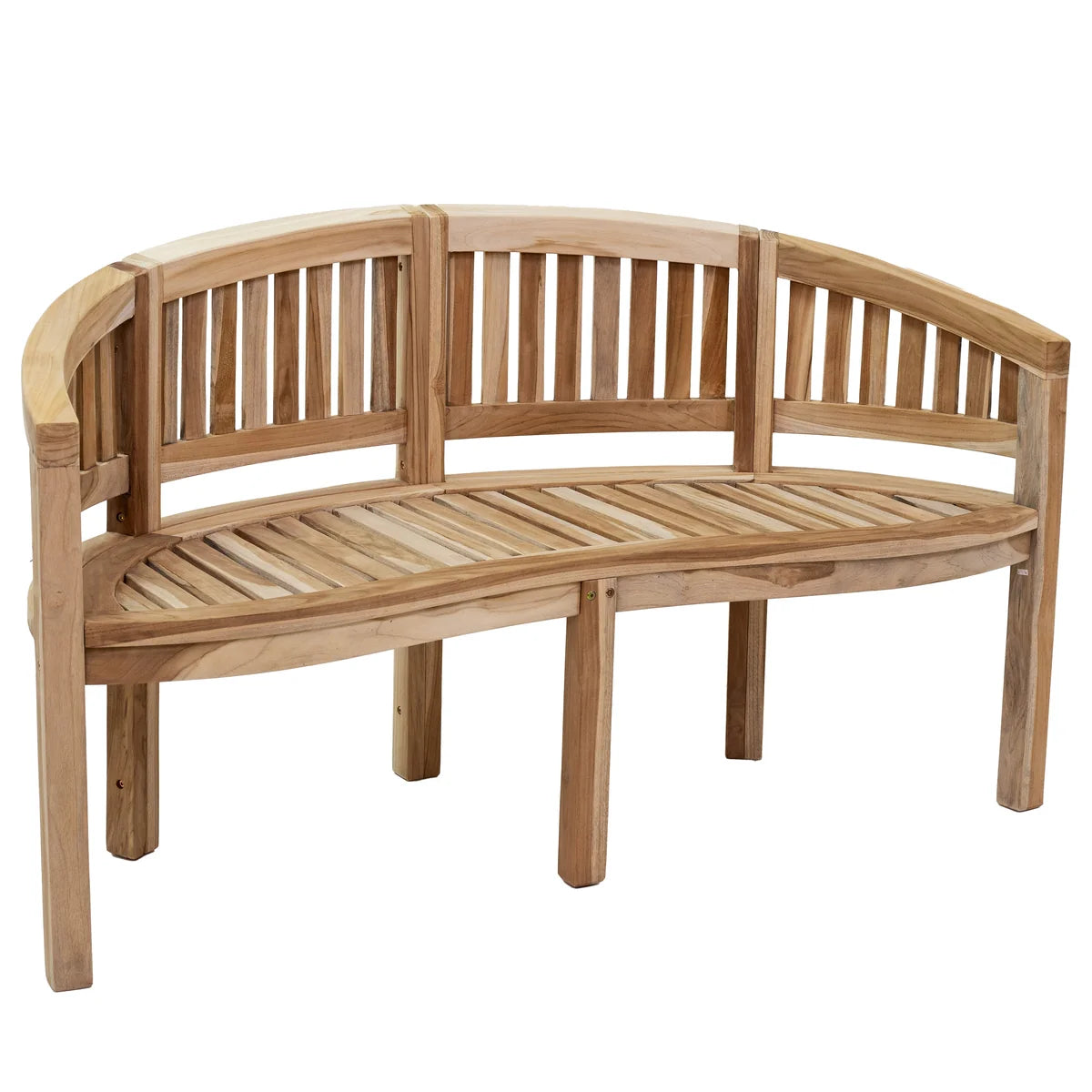 Sunnydaze Outdoor Wooden Teak Banana Bench for Garden or Patio - 59" W LAX-5191