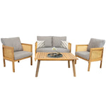 Sunnydaze 4-Piece Wood Patio Conversation Set – Wood Lounge Furniture CRT-6561