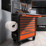 Beta RSC24 Heavy Duty Rolling Tool Cabinet, 8 Drawers, Orange, Ball Bearing Slides, Rubber Mat Liners, 5" Casters, Anti-Fall Edge Worktop, 1760 lbs Load Capacity, Made in Italy RSC24/8