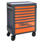 Beta RSC24 Heavy Duty Rolling Tool Cabinet, 8 Drawers, Orange, Ball Bearing Slides, Rubber Mat Liners, 5" Casters, Anti-Fall Edge Worktop, 1760 lbs Load Capacity, Made in Italy RSC24/8