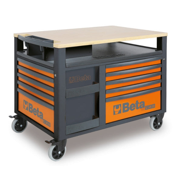 Beta RSC28 SuperTank Rolling Tool Cabinet, 10 Drawers, Wood Worktop, RSC28
