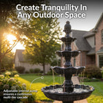 Sunnydaze 4-Tier Grand Courtyard Outdoor Water Fountain - 80" H FC-73850