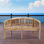 Sunnydaze Outdoor Wooden Teak Banana Bench for Garden or Patio - 59" W LAX-5191