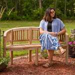 Sunnydaze Outdoor Wooden Teak Banana Bench for Garden or Patio - 59" W LAX-5191
