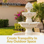 Sunnydaze 3-Tier Outdoor Water Fountain with Fruit Top - White - 52" H FC-73918