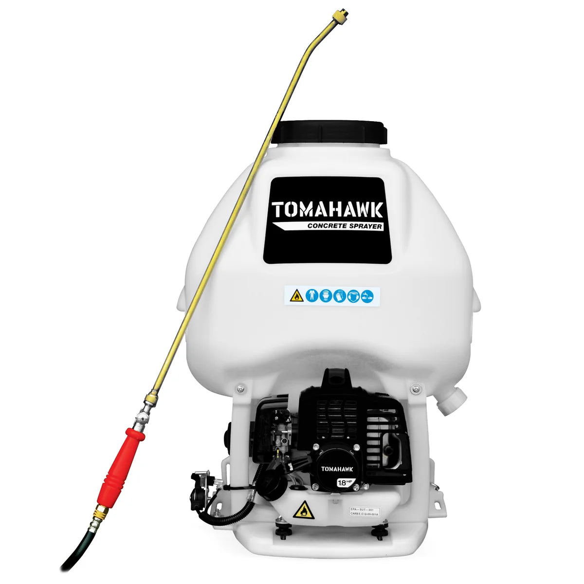 Tomahawk 6.5 Gallon Backpack Concrete Sprayer .5 GPM Gas Finishing Tool for Cement Sealant Curing Stain TCS6.5