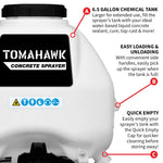 Tomahawk 6.5 Gallon Backpack Concrete Sprayer .5 GPM Gas Finishing Tool for Cement Sealant Curing Stain TCS6.5