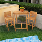 Sunnydaze 3-Piece Wood Patio Bar-Height Table and Chairs JVA-076-069-2