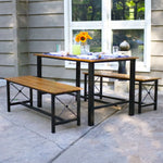 Sunnydaze European Chestnut 3-Piece Patio Dining Set DMR-935-942-2
