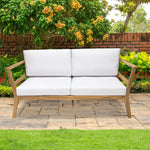 Sunnydaze Bodie Acacia Patio Loveseat - 2-Seater Outdoor Sofa with Cushions BOD-5881