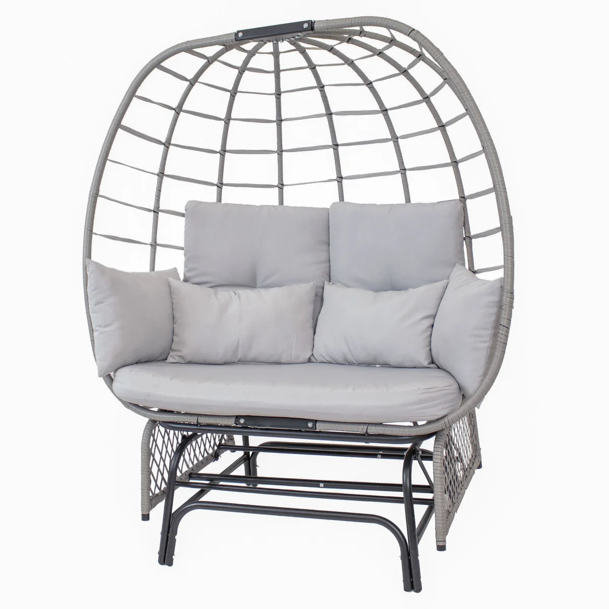 Sunnydaze Double Outdoor Egg Chair with Legs with Cushions and Pillows - Gray DL-912