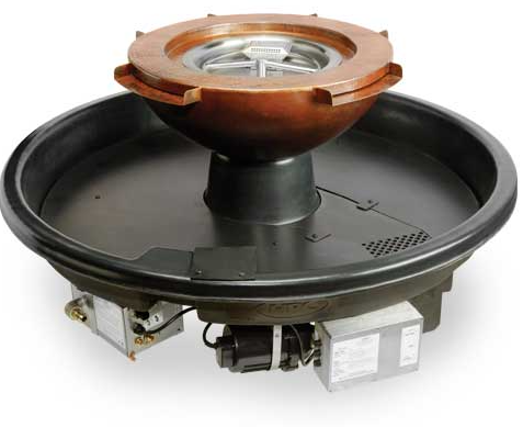HPC Evolution 360 Hammered Copper Electronic Ignition Fire and Water Bowl - 4 Scupper WB52R-TEMP4-EI-LP