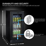 Whynter 15″ Built-in Black Glass 128-can capacity 3.0 cu ft. Beverage Refrigerator BBR-801BG