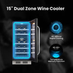 Whynter 15″ Undercounter 29 Bottle Seamless Stainless Steel Wine Fridge BSR-029DW