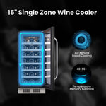 Whynter 15″ Undercounter 33 Bottle Seamless Stainless Steel Wine Fridge BSR-033SW