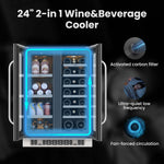 Whynter 24″ Built-In French-door Dual Zone Seamless Stainless Steel 76 Can 20 Bottle Beverage/Wine Refrigerator BSR-6020FDS