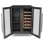 Whynter 24″ Built-In French Door Dual Zone Wine & Beverage Refrigerator – 20 Bottles / 76 Cans BWB-2060FDS