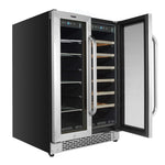 Whynter 24″ Built-In French Door Dual Zone Wine & Beverage Refrigerator – 20 Bottles / 76 Cans BWB-2060FDS