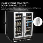 Whynter 24″ Built-In French Door Dual Zone Wine & Beverage Refrigerator – 20 Bottles / 76 Cans BWB-2060FDS