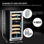 Whynter 15″ 28 bottle Dual Temperature Zone Built-In Wine Refrigerator BWR-281DZ