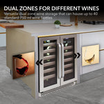 Whynter Elite 24″ Width 40 Bottle Seamless Stainless Steel Door Dual Zone Built-in Wine Refrigerator BWR-401DS