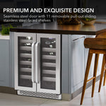 Whynter Elite 24″ Width 40 Bottle Seamless Stainless Steel Door Dual Zone Built-in Wine Refrigerator BWR-401DS